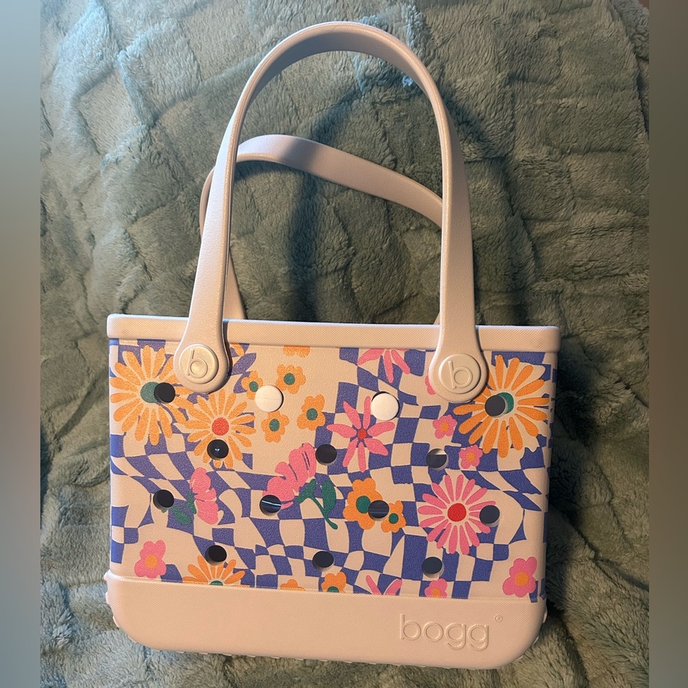 BOGG BAG Floral and Checkered Tote - Purple and Pink